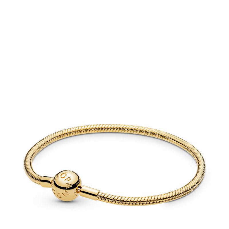 Pandora Moments Snake Chain Bracelet - 18ct Gold Plated - Canada | GZ9748UV